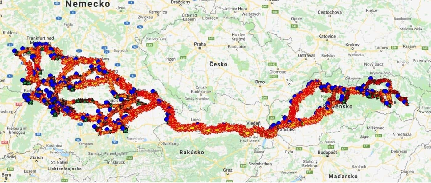 Mapa našich trás - Slovensko a Nemecko